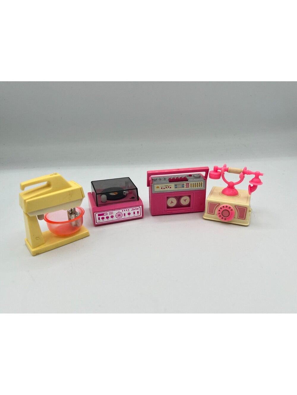 Vintage 80's Barbie Action Accents Mixer, Record Player, BoomBox, Phone All Work